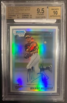 2010 Bowman Chrome Draft Manny Machado Refractor Rc Auto /500 Bgs 9.5 10 • $999.99