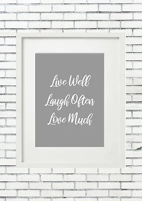 £15 • Buy LIVE WELL LAUGH OFTEN LOVE MUCH Typography Inspiring Inspirational Quote Decor