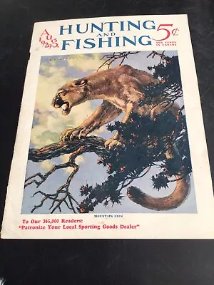 1929 Orig Hunting Fishing Outdoor Cover Illustration Art Treed Mountain Lion • $20