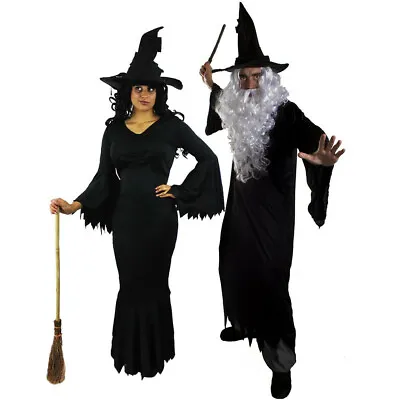 Witch Or Wizard Halloween Fancy Dress Costumes His And Hers Ladies Mens  • £17.99