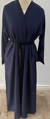 Ladies Premium Quality Kimono Nada Open Abaya Long Maxi Dress Dubai NAVY-Size 52 • £19.79