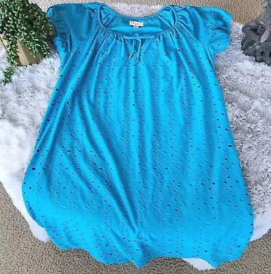 Maggy L Women’s Eyelet Dress Aqua Blue Size 10 • $19.99