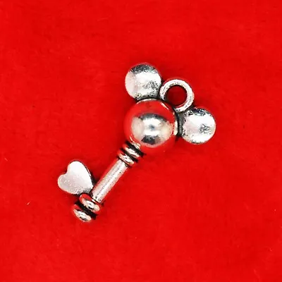 8 X Tibetan Silver 3D Mickey Mouse Style Key Charm Pendants Jewellery Making • £2.59