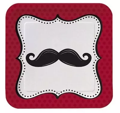 Mustache Madness Moustache Theme Adult Birthday Party 9  Square Dinner Plates • $10.77