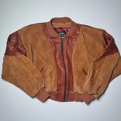 Vintage 70s Ortov Motorcycle Bikers Real Leather Jacket Brown Large Cowboy  • £90