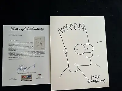 Matt Groening SIGNED 11x14L The Simpsons BART SIMPSON Sketch Artwork PSA/DNA LOA • $1350