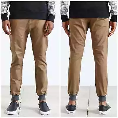 Zanerobe Dynamo Jogger Mens 32 X 31 Brown Grey Knit Cuffs Chino Khaki Pants • $40