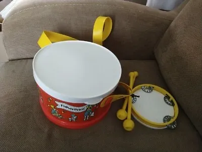 1979 #921 VINTAGE Fisher Price MARCHING BAND DRUM With Extra Tambourine Cymbals • $14.99
