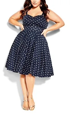 CITY CHIC Sexy Pin Up Dress In Navy Plus Size XXL / 24 NWT [RRP $139.95] • $55