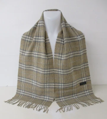 £46 • Buy BURBERRY SCARF, 100% Cashmere, Pale Brown, Grey, White Nova Check, 60  X 12 