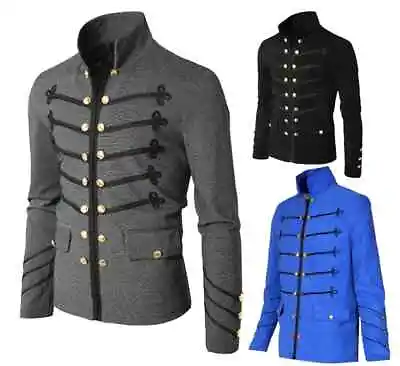   Steampunk Men's Gothic Clothing Jacket Medieval Vintage Jacket Stand Collar • $48.36
