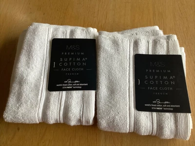 £4 • Buy 2 X M&S Premium Supima White Face Cloths -new