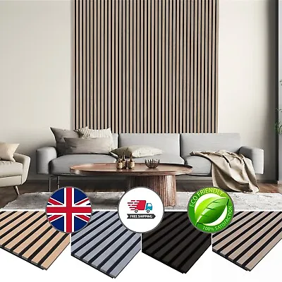 Slatted Wall Panel Luxury Acoustic 3D Veneer Modern Wood 2400mm X 600mm • £89.99