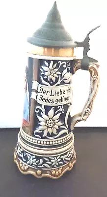 Vintage German Wind Up Musical Beer Stein Tankard With Lid. • £10