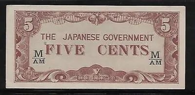 Malaya Japanese Invasion Money 5 Cents 1940's M/AM Block • $10