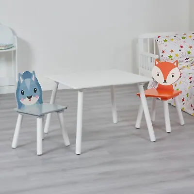 Kids Wooden Table And Chairs Set Fox And Squirrel Theme • £54.99