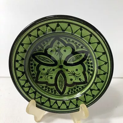 Vintage SAFI Handcrafted Rare Moroccan Pottery Small Plate 6 1/4” Cute Design • $16.55