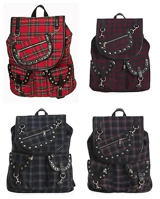 £32.75 • Buy Tartan Check Studded Yamy Bag School College Uni Work Backpack Gothic Punk Emo