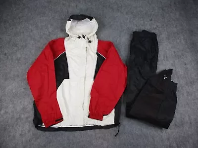 Harley Davidson Jacket Mens Large White Red Black Rain Suit Gear Pants 2 Piece • $64.99