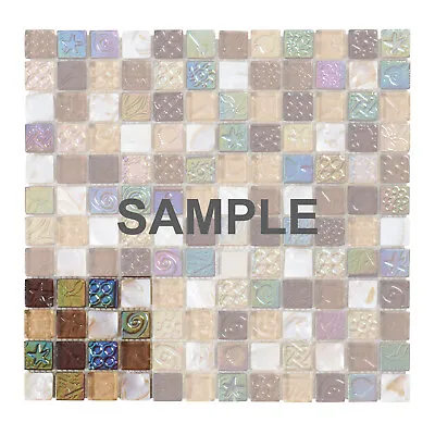Brown Mother Of Pearl Sell Iridescent Glass Mosaic Tile Kitchen Bath Backsplash • $3.99
