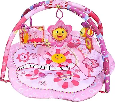 LADIDA Musical Baby Girls Pink Flower Playmat Play Gym Activity Play Mat  • £32.99