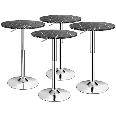 Costway 4PCS Round Pub Table Swivel Adjustable Bar Table W/Faux Marble Top Black • $249.99