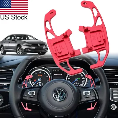 2x Alloy Red Steering Wheel Paddle Shifter Extension Trim For 15-22 VW Golf Etc • $23.99