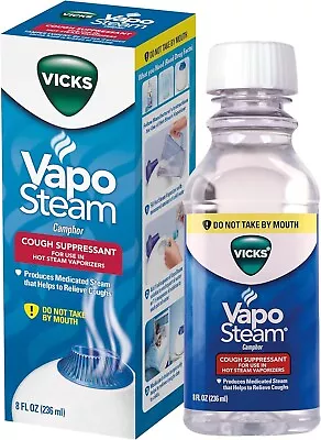 Vicks VapoSteam Medicated Liquid With Camphor A Cough Suppressant - 8 Fl Oz • $14.98