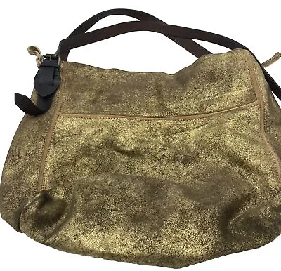 Anthropology Holding Horses Large Gold Metallic Hobo Shoulder Bag • $23.99