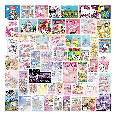 62pcs Kawaii Sanrio Poster Stickers Kuromi Melody Hello Kitty Skateboard Laptop • $6.99