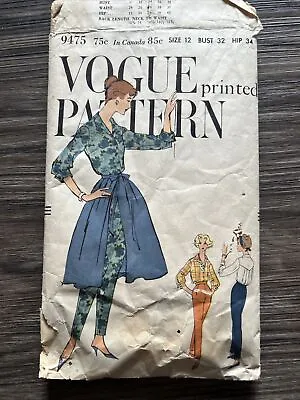 Vintage 1950s Vogue 9475 Shirt/Skirt/Slacks Sewing Pattern Size 12 • $14.95