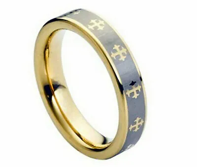 5mm Men's Or Ladies Tungsten Carbide Gold Celtic Cross Design Wedding Band Ring  • $22.46