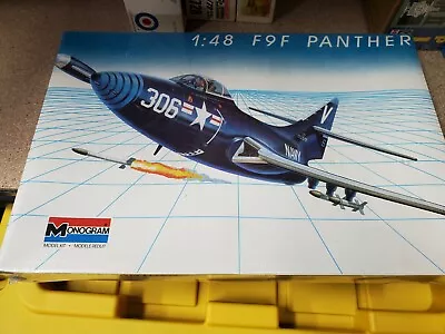 Monogram F9F Panther Jet Navy Aircraft 1:48 Plastic Model Kit 5456 Vintage 1990 • $33.56