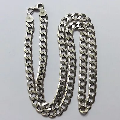 Heavy Mens Sterling Silver Chain Necklace Etched Cuban Style Links 22.5” 30.6 Gr • $57.85