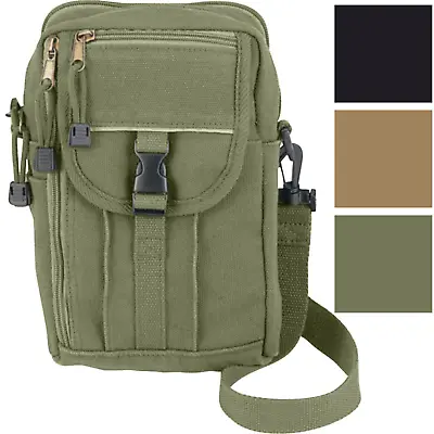 Cotton Canvas Classic Travel Pouch Mini Bag Passport Wallet With Crossbody Strap • $21.99