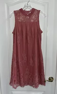 Maurices Women's Mauve Smocked Lace Textured Lined Dress Size M • $14.95