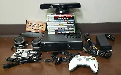 Xbox 360 S Slim 1439 Console 250GB Controller 9 Games Kinect Headset Tested Work • $124.99