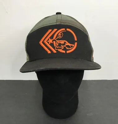 Metal Mulisha Fitted Hat 7 3/8 New Era Black & Camo Orange Logo Pre-Owned • $19