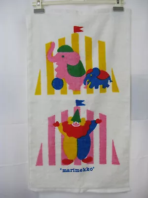 Vintage MARIMEKKO HAND TOWELS SET Pair Two Circus Ducks Clown Elephants 16 X 28 • $50