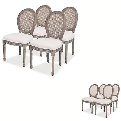 $715.99 • Buy 2/4/6x Dining Chairs Foam-Padded Kitchen Seats Linen/Linen And Rattan VidaXL