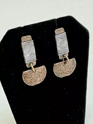 MB SF Marjorie Baer Vintage Signed Dangle/Drop Post Earrings Brass Tone Art Deco • $29.99