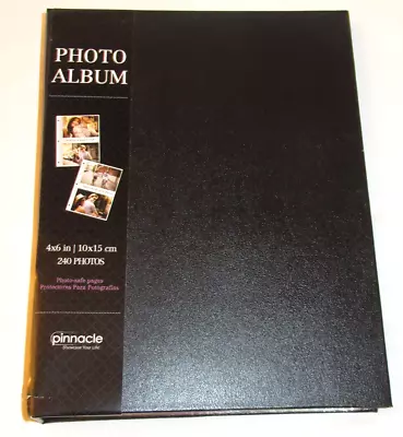 Pinnacle Binder Photo Album W/ Memo Space Holds 240 4x6 In Photos - Black - New • $4.99