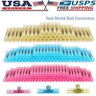 100-300 PCS Heat Shrink Butt Wire Splice Connectors Seal Crimp Terminals USA • $17.09