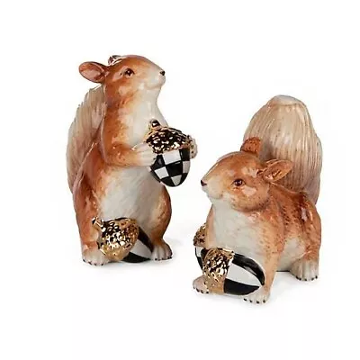 MacKenzie-Childs Walk In The Woods Ceramic Squirrel Salt &Pepper Set New In Box • $75