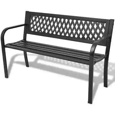 Garden Bench 118cm Steel Black Park Chair Seat Vintage Relaxation VidaXL • $164.99