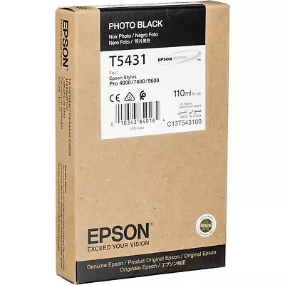Genuine Epson T5431 Photo Black Ink Cartridge For Stylus Pro 4000 7600 9600 • $20.99