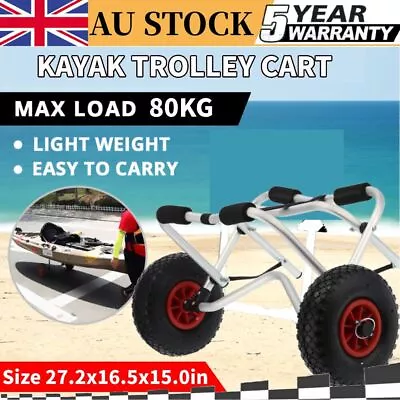 Kayak Canoe Trolley W/ Strap Aluminium Collapsible Wheel Cart Carrier Foldable • $53.57