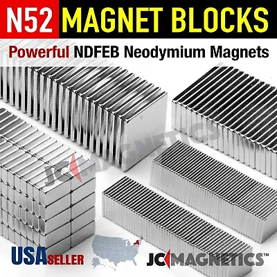 N52 Super Strong Rare Earth Neodymium Magnet Blocks Squares Thin Small Large • $94
