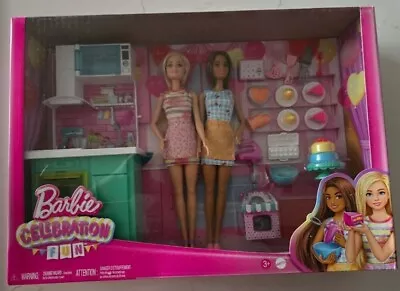 2022 Barbie Celebration Fun Baking & Kitchen Set With 2 Barbie Dolls NRFB HJY94 • $44.50