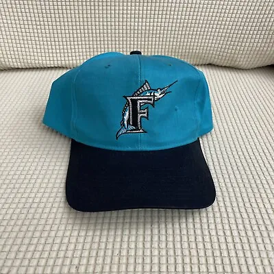 90’s Vintage MLB Florida Marlins Two Tone Plain Logo Snapback Hat Used VTG Retro • $30